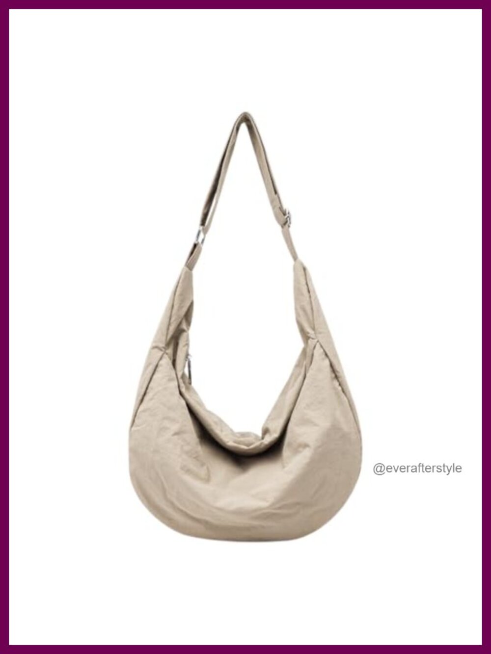 Large Nylon Crescent Crossbody Bag Hobo Shoulder Purse Adjustable Strap